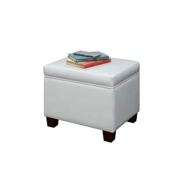 Ivory Faux Leather Ottomans Inside Famous Convenience Concepts Designs4comfort Madison Ivory Faux Leather Upholstery Storage  Ottoman R9 178 – The Home Depot (View 2 of 15)