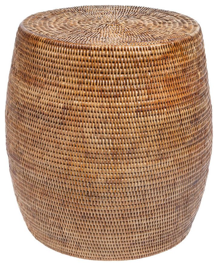 Laguna Round Rattan Stool/side Table, Handwoven, White Wash – Tropical –  Accent And Garden Stools  Kouboo (View 12 of 15)