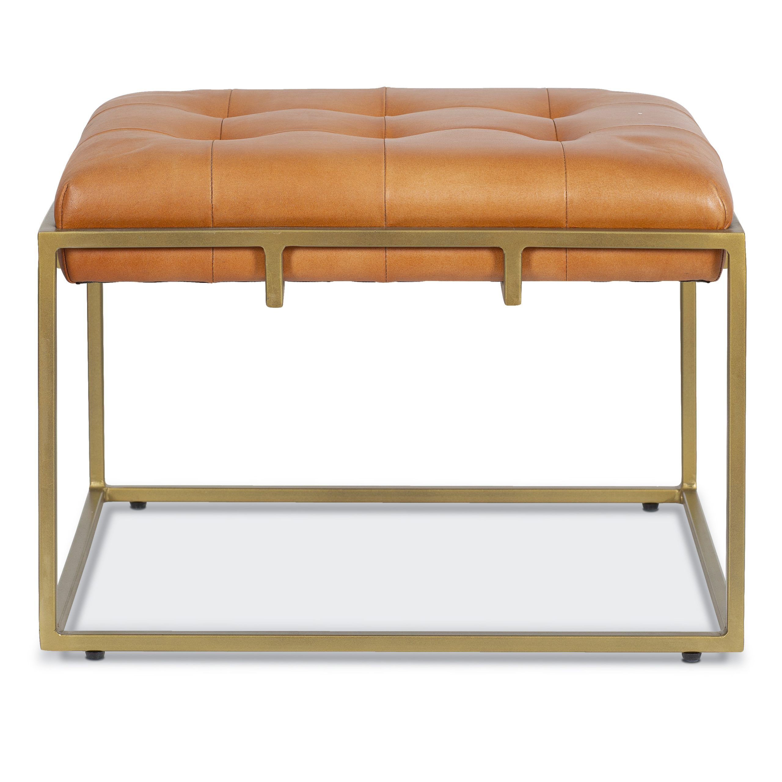 Latest Edgemod Curio 23" Ottoman In Saddle Leather And Antique Brass Legs –  Walmart With Regard To Antique Brass Ottomans (View 10 of 15)