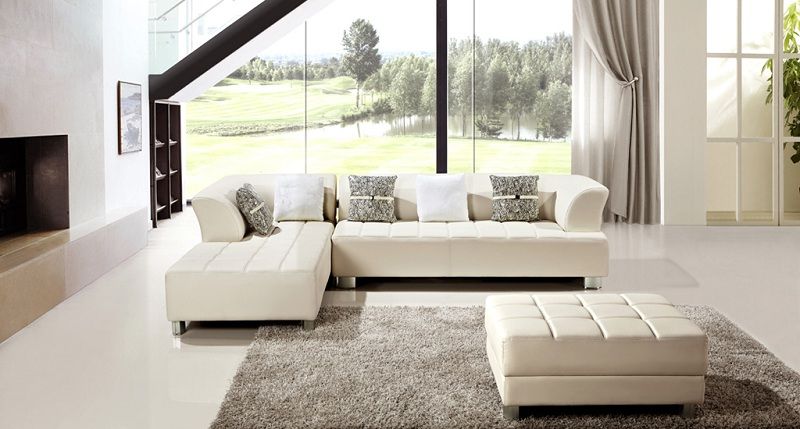 Modern Ivory Faux Leather Sectional Sofa – Shop For Affordable Home  Furniture, Decor, Outdoors And More Throughout Fashionable Ivory Faux Leather Ottomans (View 13 of 15)