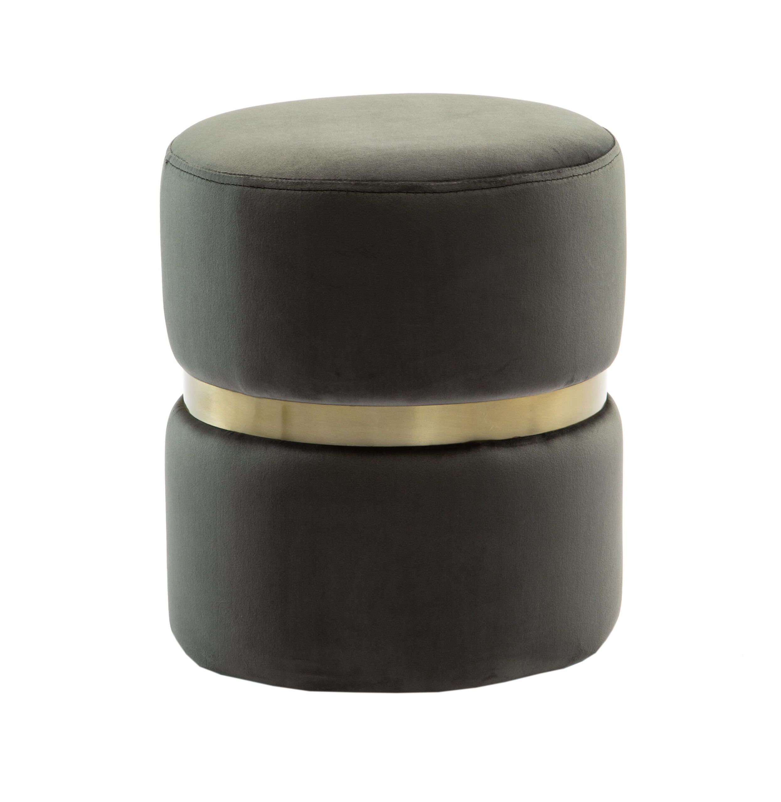 Most Current Yamma Grey Velvet Ottoman – Lfi Design – Gold Highlights With Upholstery Soft Silver Ottomans (View 15 of 15)