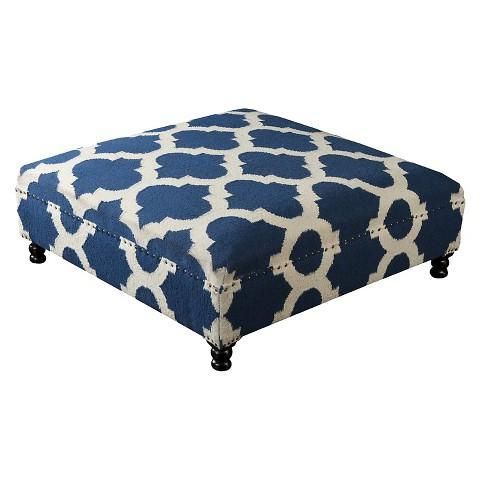 Most Popular Ivory And Blue Ottomans Regarding Surya Furniture Geometric Navy And Ivory Ottoman (View 1 of 15)