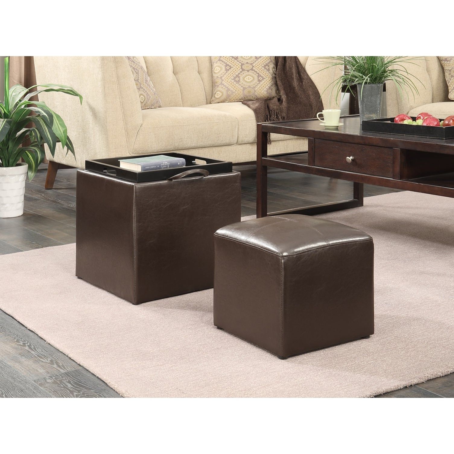 Most Popular Porch & Den Logan Single Ottoman With Stool And Reversible Tray – Overstock  – 20528587 For Ottomans With Stool And Reversible Tray (View 5 of 15)