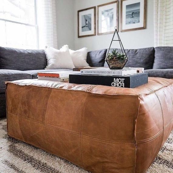 Most Recent Brown Leather Ottomans With Amazing Square Ottoman Pouffe Moroccan Leather Ottoman Square – Etsy (View 5 of 15)