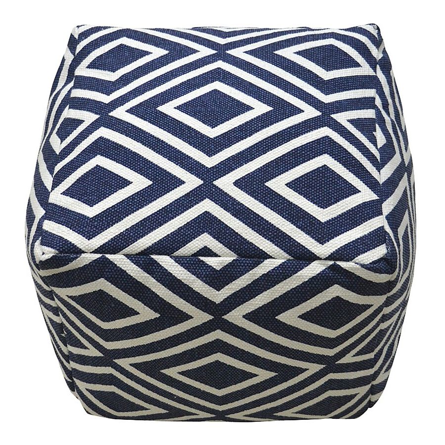 Most Recently Released Ivory And Blue Ottomans Intended For Allen + Roth Modern Blue/ivory Cotton Pouf Ottoman At Lowes (View 13 of 15)