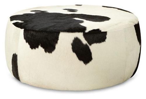 Most Recently Released White Cow Hide Ottomans Throughout Lind Round Cowhide Ottomans – Cocktail Tables – Living Spaces – Room & Board (View 5 of 15)