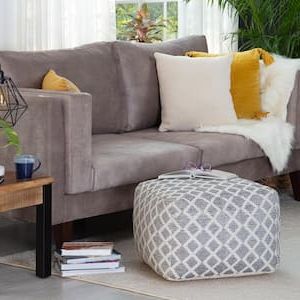 Most Up To Date Soft Ivory Geometric Ottomans Inside Ivory – Ottomans – Living Room Furniture – The Home Depot (View 9 of 15)