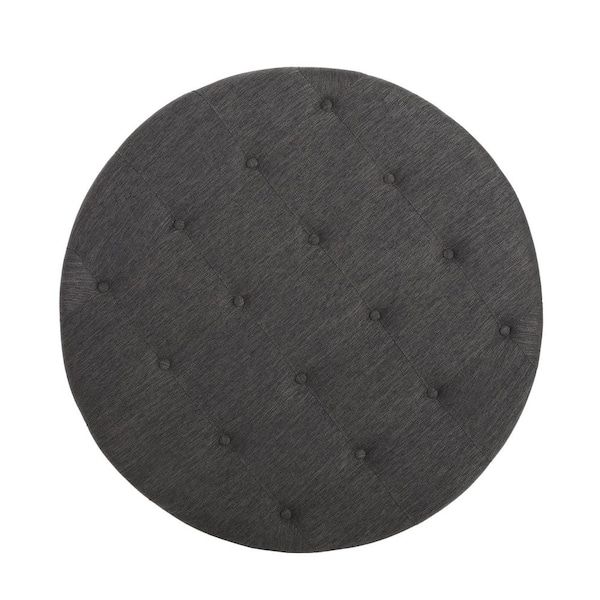 Noble House Grolsch Charcoal Tufted Ottoman 82840 – The Home Depot Intended For Best And Newest Charcoal Dot Ottomans (View 15 of 15)