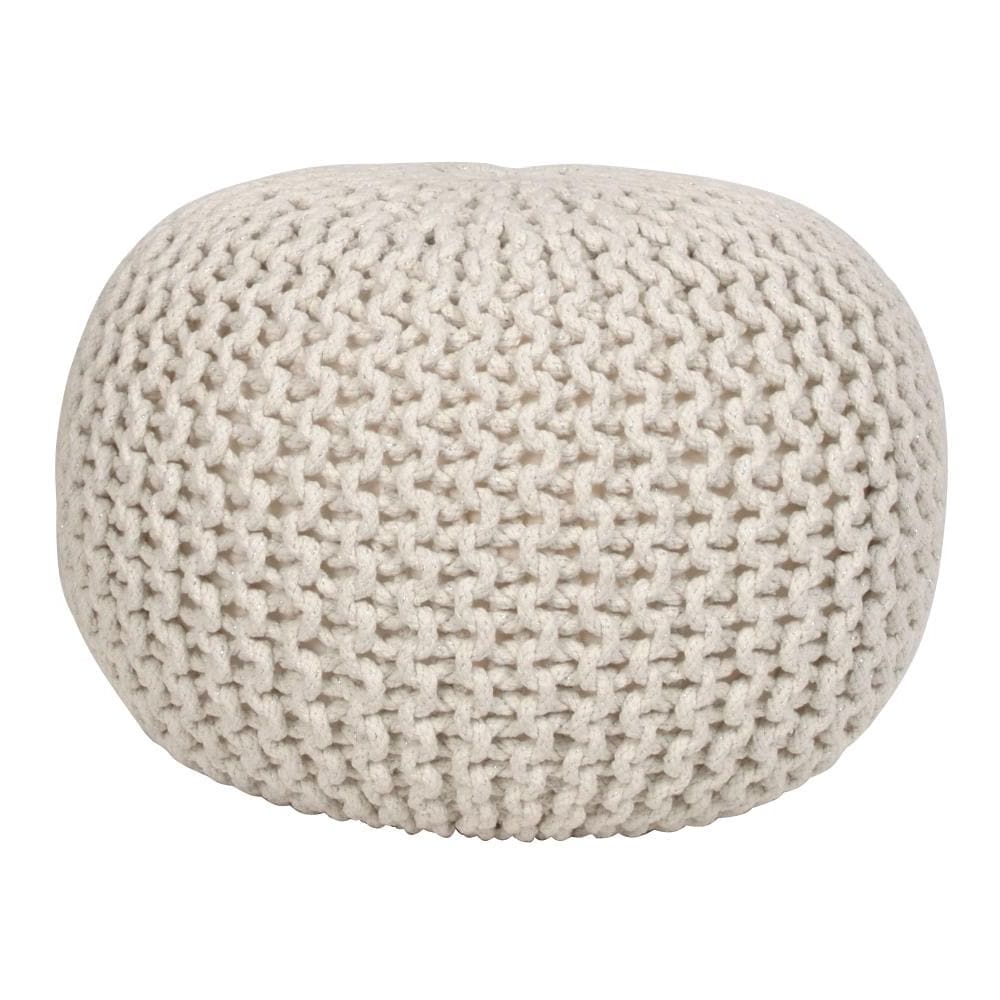Off White Ottomans Regarding Well Known Decor Therapy Casual Off White Pouf Ottoman In The Ottomans & Poufs  Department At Lowes (View 9 of 15)