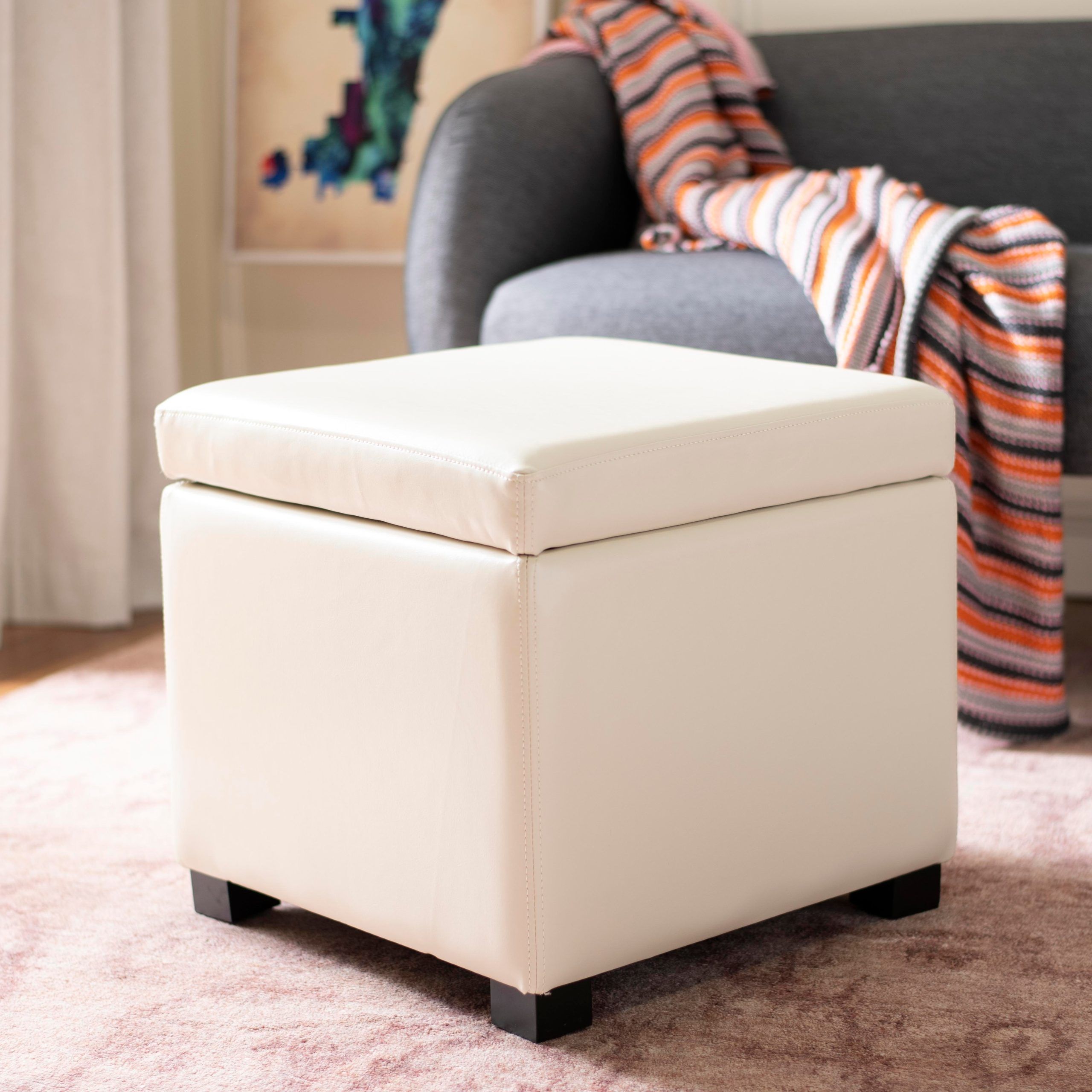 Off White Ottomans Throughout Well Liked Safavieh Jonathan Storage Off White Flip Top Ottoman – On Sale – Overstock  –  (View 5 of 15)
