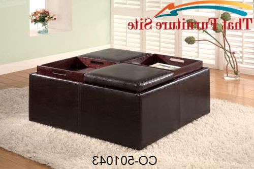 Ottomans Contemporary Square Faux Leather Storage Ottoman With Tray To With Regard To Famous Storage Ottomans With Reversible Trays (View 13 of 15)