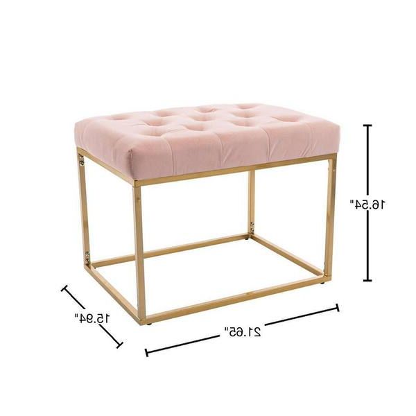 Ottomans With Titanium Frame Throughout Best And Newest Modern Pink Tufted Ottoman With Metal Frame And Golden Legs Yymd Ca 47 –  The Home Depot (View 11 of 15)