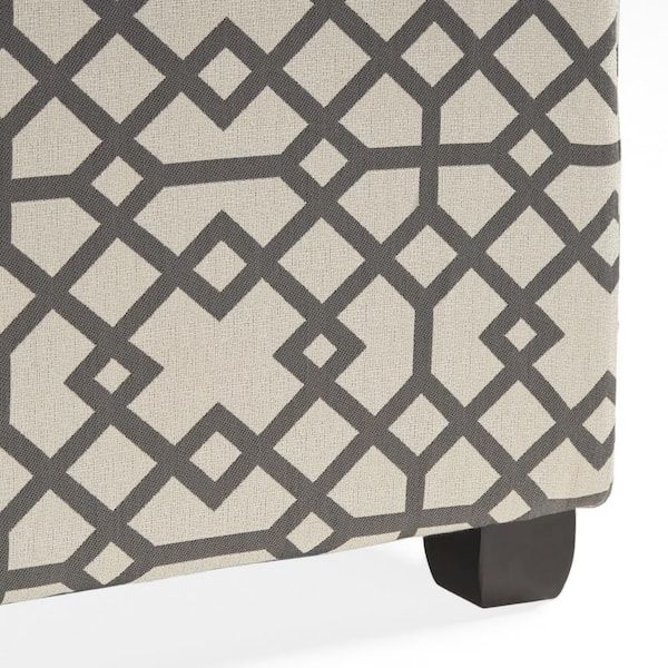 Popular Geometric Gray Ottomans Throughout Noble House Achilles Grey Geometric Patterned Fabric Storage Ottoman 11187  – The Home Depot (View 5 of 15)