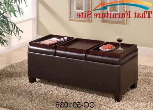 Preferred Ottomans Contemporary Faux Leather Storage Ottoman With Reversible Tra In Ottomans With Reversible Tray (View 10 of 15)