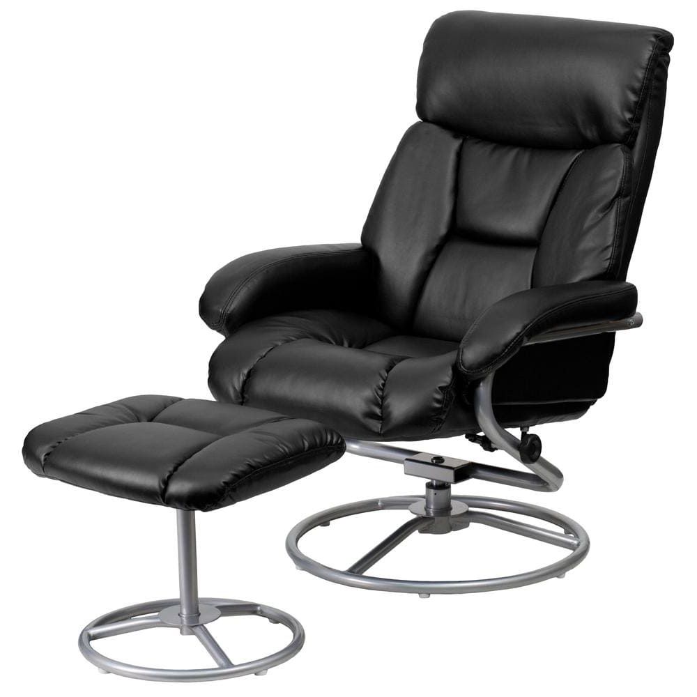 Recent Black Leather Wrapped Ottomans Regarding Flash Furniture Contemporary Black Leather Recliner And Ottoman With Metal  Base Bt70230bkcir – The Home Depot (View 4 of 15)
