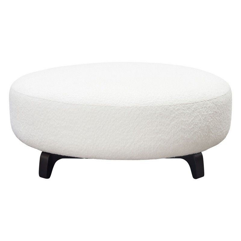 Satin Black Shearling Ottomans Throughout Trendy Diamond Sofa Vesperotwh Vesper 40 Inch Round Ottoman In Faux White Shearling  With Black Wood Leg (View 5 of 15)