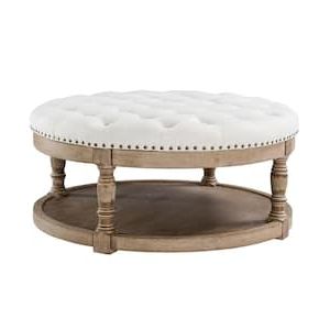 Soft Ivory Geometric Ottomans In Current Ivory – Ottomans – Living Room Furniture – The Home Depot (View 10 of 15)