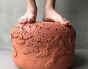 Terracotta Foot Stool Ottoman Poof Side Table – Etsy With Regard To Well Known Terracotta Ottomans (View 8 of 15)