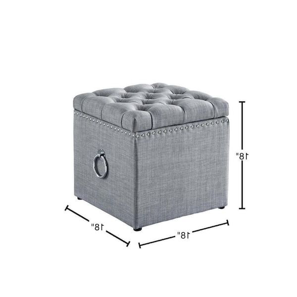 Trendy Light Gray Ottomans With Regard To Inspired Home Micella Light Grey/chrome Linen Nailhead Trim Cube Storage  Ottoman So82 03lg Hd – The Home Depot (View 1 of 15)