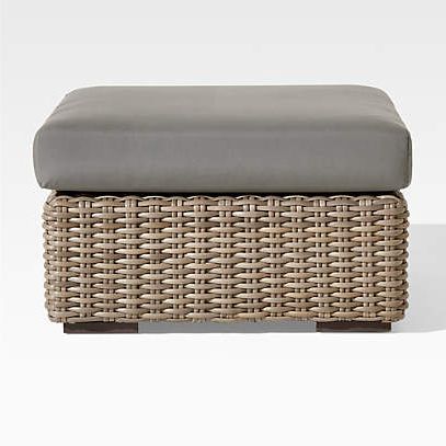 Trendy Ottomans With Cushion Intended For Abaco All Weather Resin Wicker Outdoor Ottoman With Graphite Sunbrella  Cushion + Reviews (View 3 of 15)
