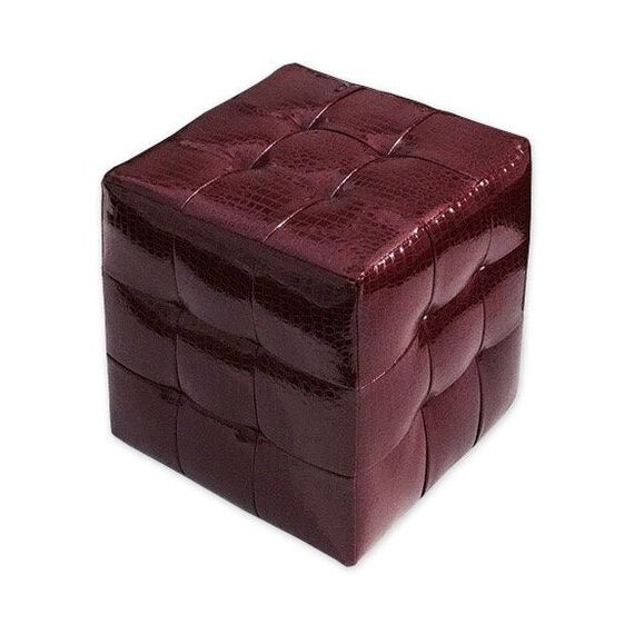 Trendy Tufted Cube Ottoman Burgundy Faux Croc – Etsy Regarding Burgundy Ottomans (View 5 of 15)