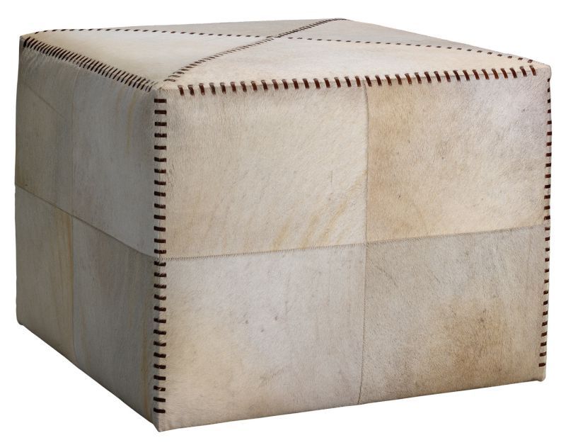 Trendy White Cowhide Square Ottomans – Mecox Gardens With White Cow Hide Ottomans (View 1 of 15)