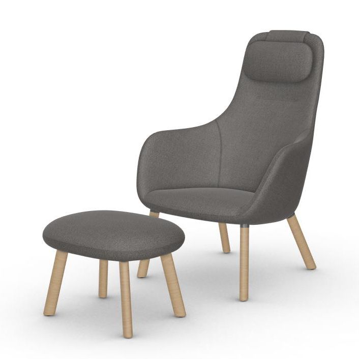 Vitra Armchair Hal Lounge Chair & Ottoman In Credo Fabric (salt'n Pepper,  Natural Oak Base With Protective Varnish – Fabric And Wood) –  Myareadesign (View 11 of 15)