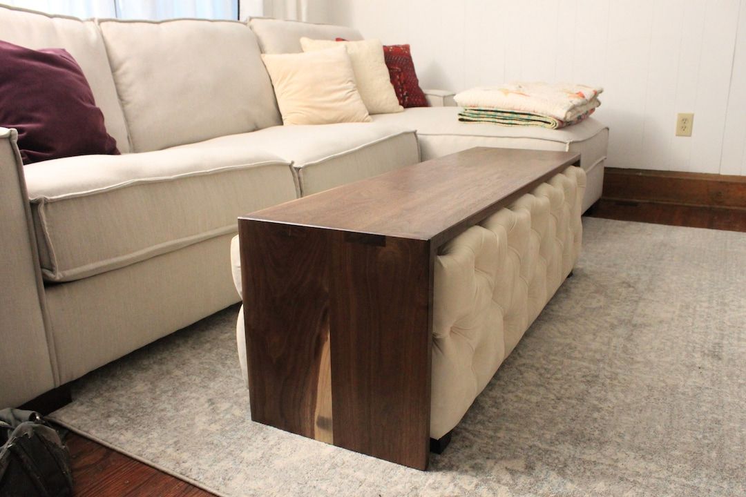 Walnut Ottoman Coffee Table Custom Made To Your Ottoman – Etsy Within 2019 Ottomans With Walnut Wooden Base (View 11 of 15)