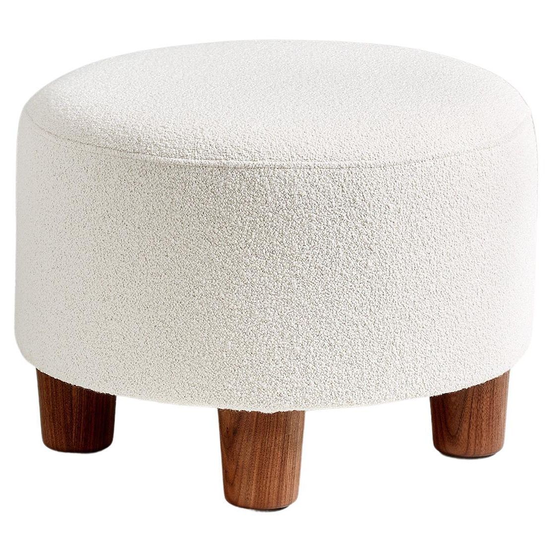 Walnut Round Ottomans In Famous Custom Made Round Boucle Ottoman With Walnut Legs For Sale At 1stdibs (View 1 of 15)