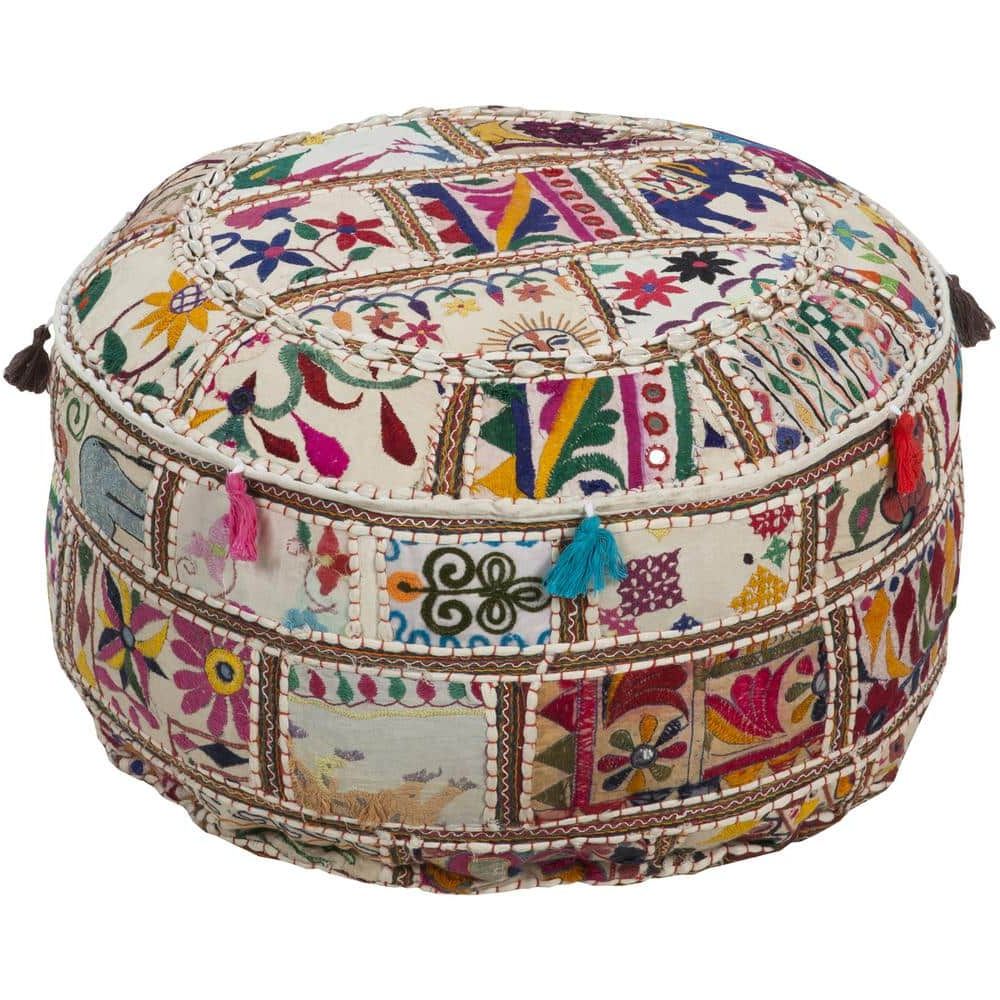 Well Known Artistic Weavers Siena Multi Color Accent Pouf Ottoman S00151051097 – The  Home Depot Inside Multicolor Ottomans (View 7 of 15)