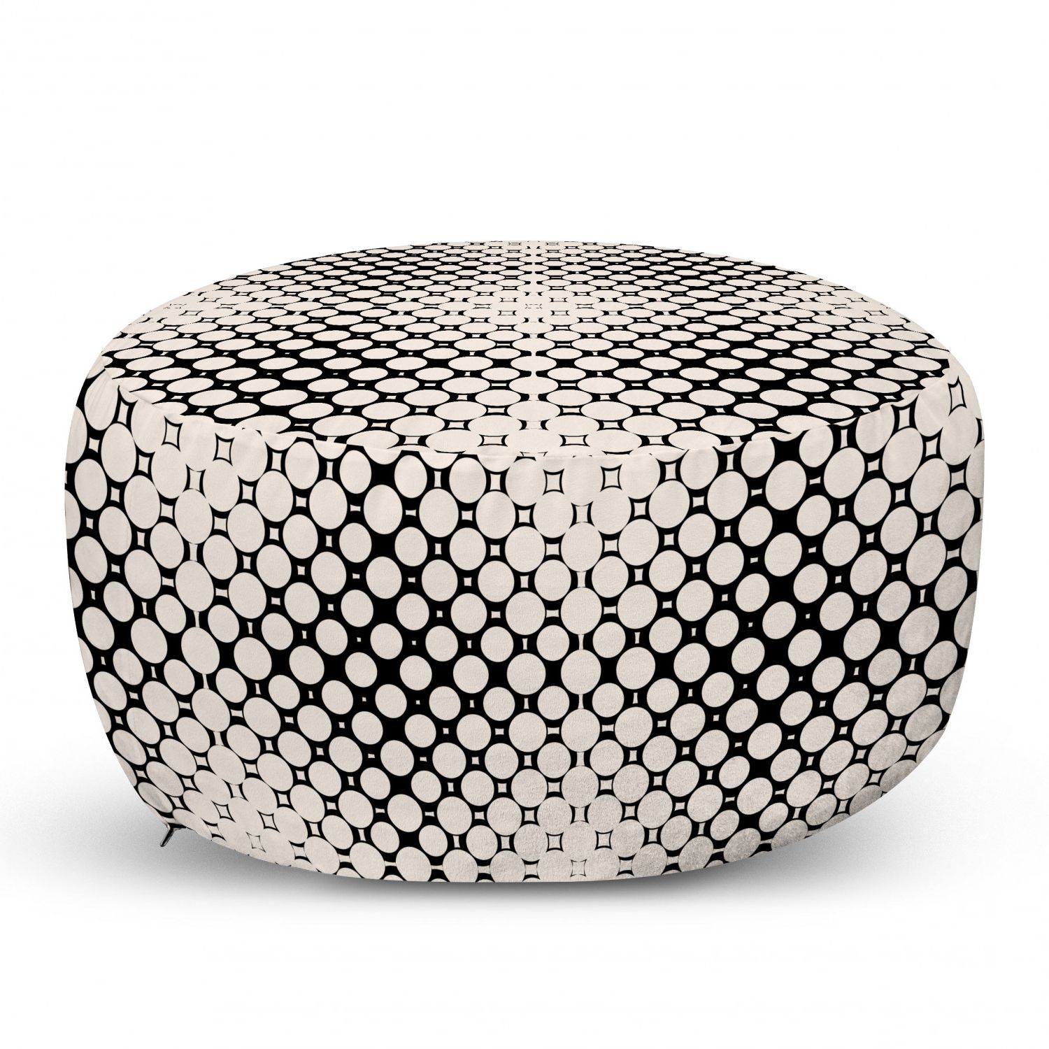 Well Known Geometric Ottoman Pouf, Continuing Illustration Of Abstract Circles Squares  And Dots, Decorative Soft Foot Rest With Removable Cover Living Room And  Bedroom, Eggshell Charcoal Grey,ambesonne – Walmart With Charcoal Dot Ottomans (View 14 of 15)