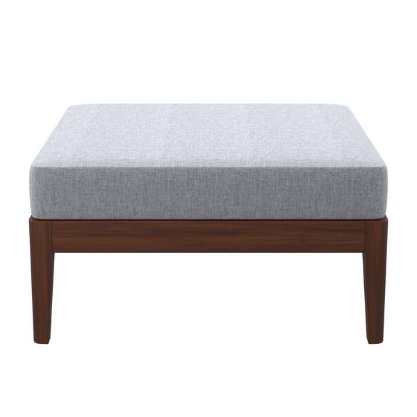 Well Known Linon Home Decor Naples Walnut Finished Acacia Ottoman With Grey  Upholstered Top Thd02923 – The Home Depot Intended For Ottomans With Walnut Wooden Base (View 13 of 15)