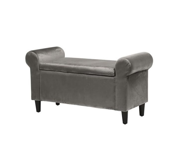 Well Known Lpd Highgrove Grey Velvet Ottoman – Just Ottomans Pertaining To Matte Grey Ottomans (View 7 of 15)