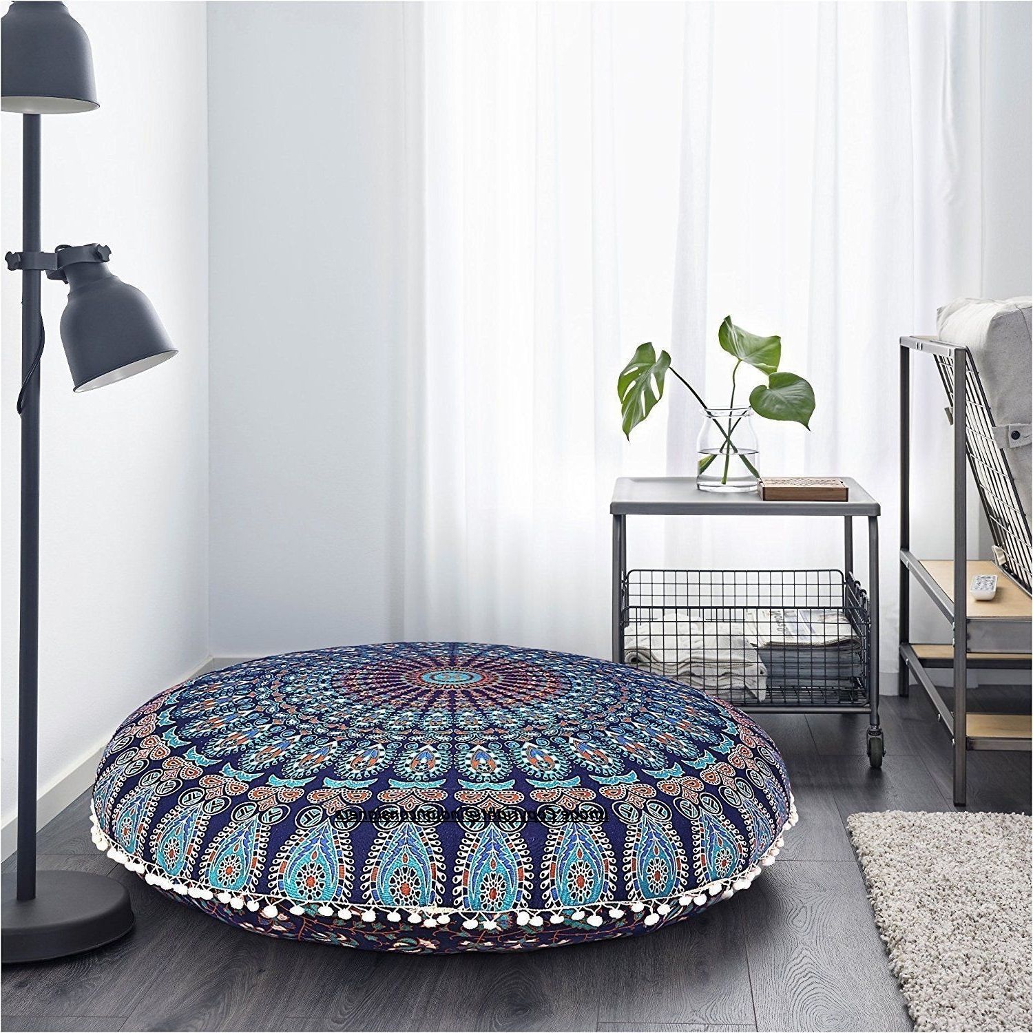 Well Known Ottoman Pouf Bohemian Multi Color Cotton Mandala Floor Cushion Cover Pillow  Case – Indian Consigners With Regard To Ottomans With Cushion (View 12 of 15)
