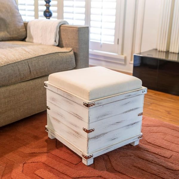 Well Known White Wash Ottomans Regarding Decor Therapy Hadley White Washed Storage Ottoman Fr8846 – The Home Depot (View 1 of 15)