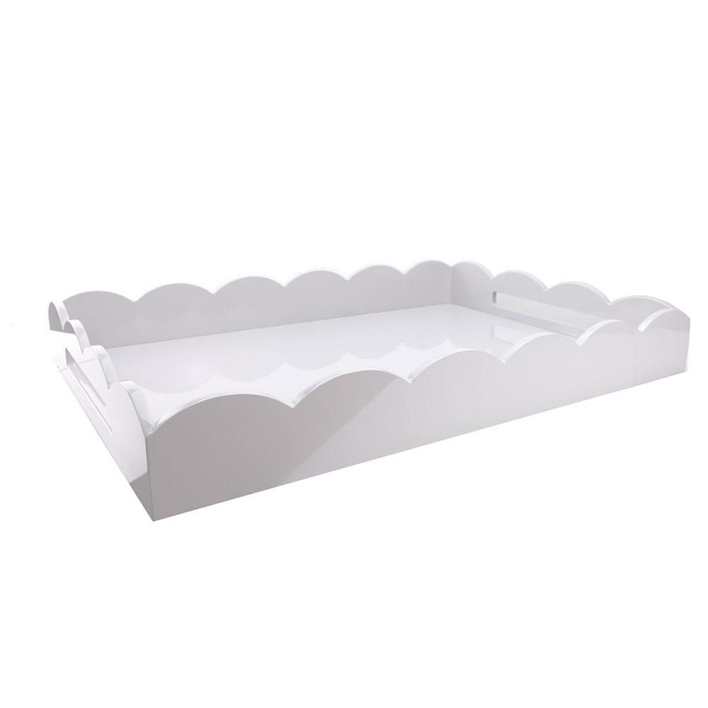 White Lacquer Ottomans Inside Latest Post Titlelacquered Scallop Ottoman Large Tray White (View 8 of 15)
