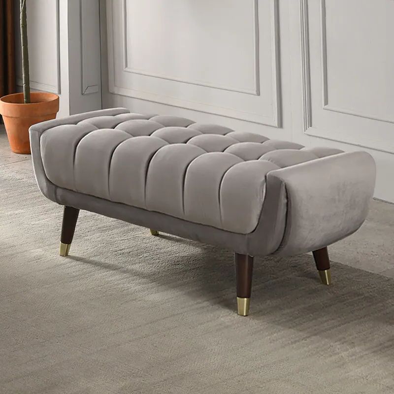 Widely Used Bench Ottomans Pertaining To Modern Entryway Bench Gray Velvet Upholstered Ottoman Bench For End Of  Bed Homary (View 3 of 15)