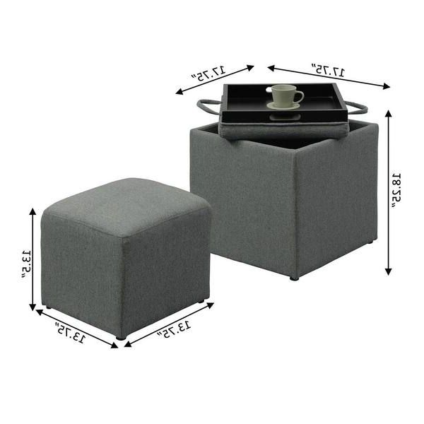 Widely Used Convenience Concepts Designs4comfort Park Avenue Soft Gray Fabric Reversible  Tray Ottoman With Stool R8 166 – The Home Depot With Ottomans With Stool And Reversible Tray (View 8 of 15)