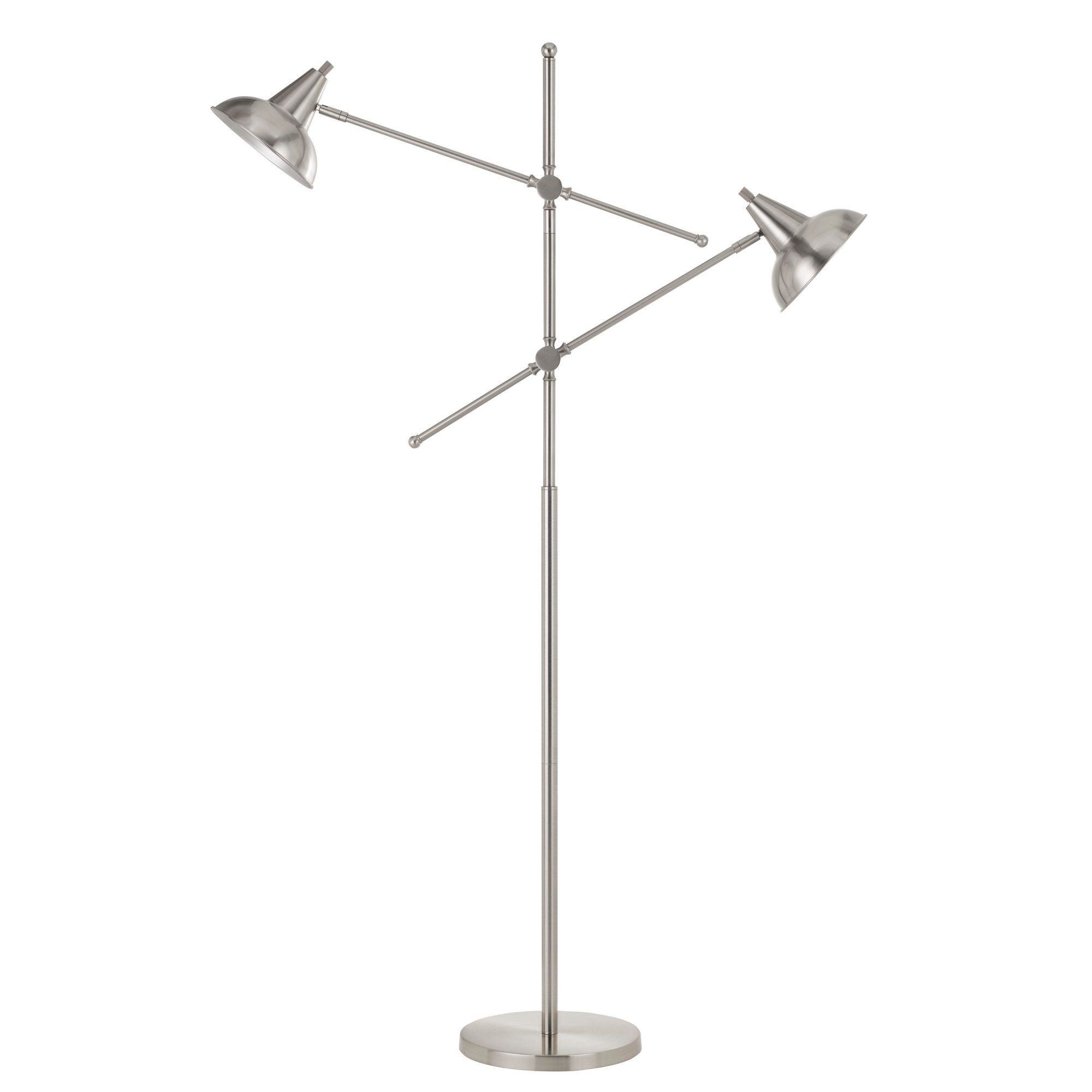 2 Arm Floor Lamps Within Widely Used Tubular Metal Body Floor Lamp With 2 Adjustable Arms, Silver – Walmart (View 15 of 15)