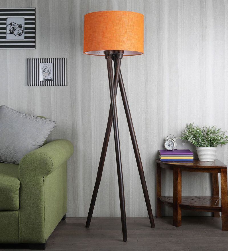 74 Inch Floor Lamps Intended For 2019 Buy Modern Cross Leg Solid Wood Orange Fabric Shade Tripod Floor Lamp With  Walnut Basesanded Edge Online – Tripod Floor Lamps – Lamps – Lamps And  Lighting – Pepperfry Product (View 15 of 15)