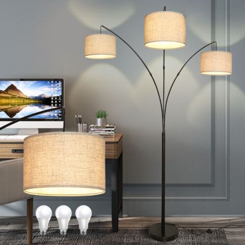 82 Inch Floor Lamps Regarding Recent Arc Floor Lamp For Living Room Bedroom Multi Head Tree Floor Lamp Black  &3 Bulbs (View 15 of 15)