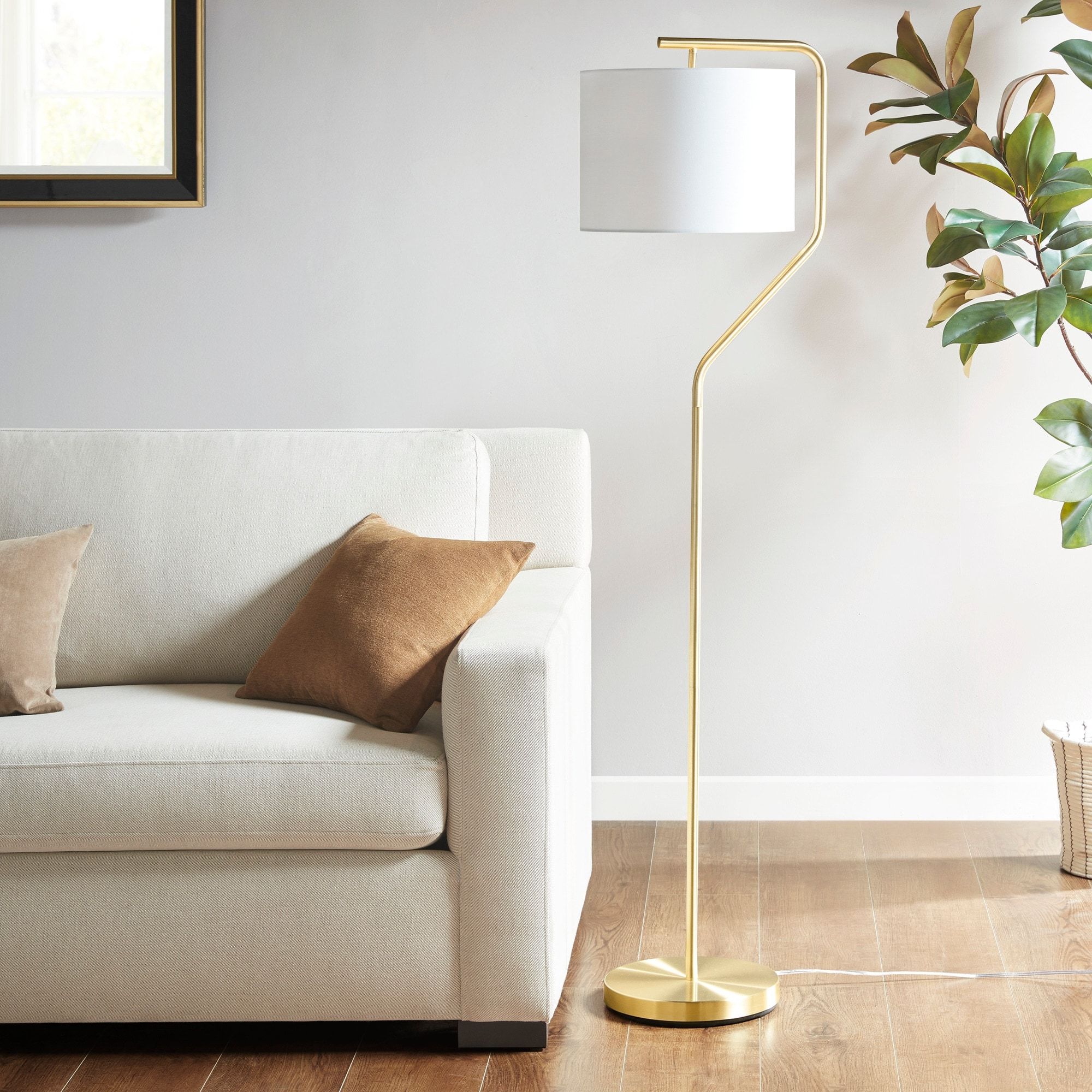 Angular Floor Lamps Intended For Most Recently Released Hampton Hill Aster Gold Angular Arched Metal Floor Lamp – On Sale –  Overstock –  (View 5 of 15)