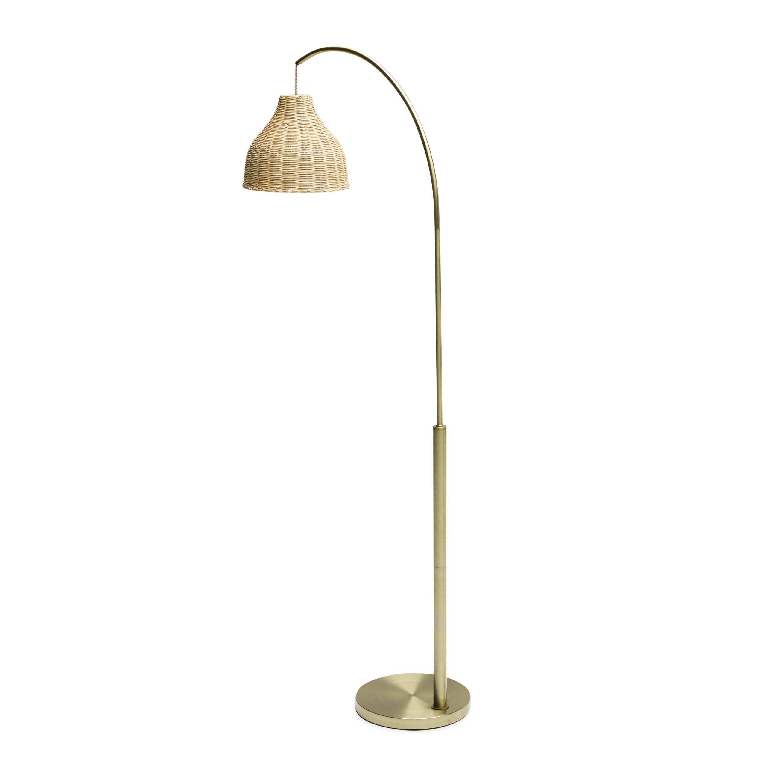 Arch Floor Lamp With Rattan Shadedrew Barrymore Flower Home, Antique  Brass – Walmart With Regard To Newest Rattan Floor Lamps (View 14 of 15)