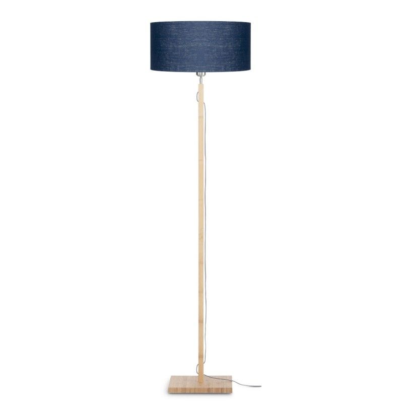 Bamboo Standing Lamp And Fuji Eco Friendly Linen Lampshade (natural, Blue  Jeans) For Popular Blue Floor Lamps (View 1 of 15)