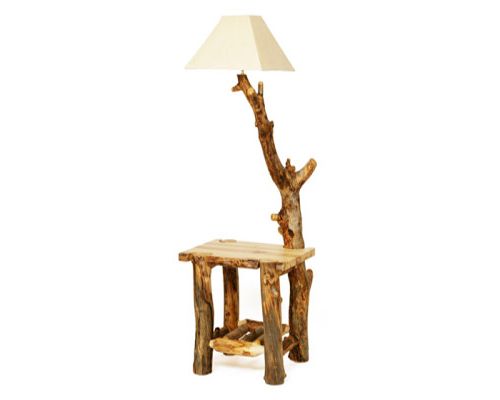 Beeswax Finish Floor Lamps Pertaining To 2020 Aspen Floor Lamp End Table – Blue Ridge Log Works (View 10 of 15)
