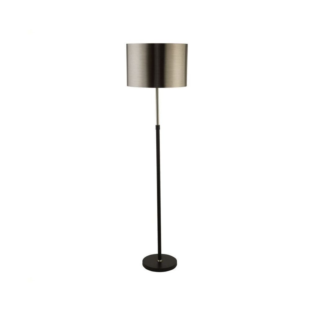 Best And Newest Chrome Finish Metal Floor Lamps Pertaining To Searchlight Lighting 3879bk Single Light Floor Lamp In Matt Black And Chrome  Metal Finish With Brushed Black Metal Shade 47664 – Indoor Lighting From  Castlegate Lights Uk (View 12 of 15)
