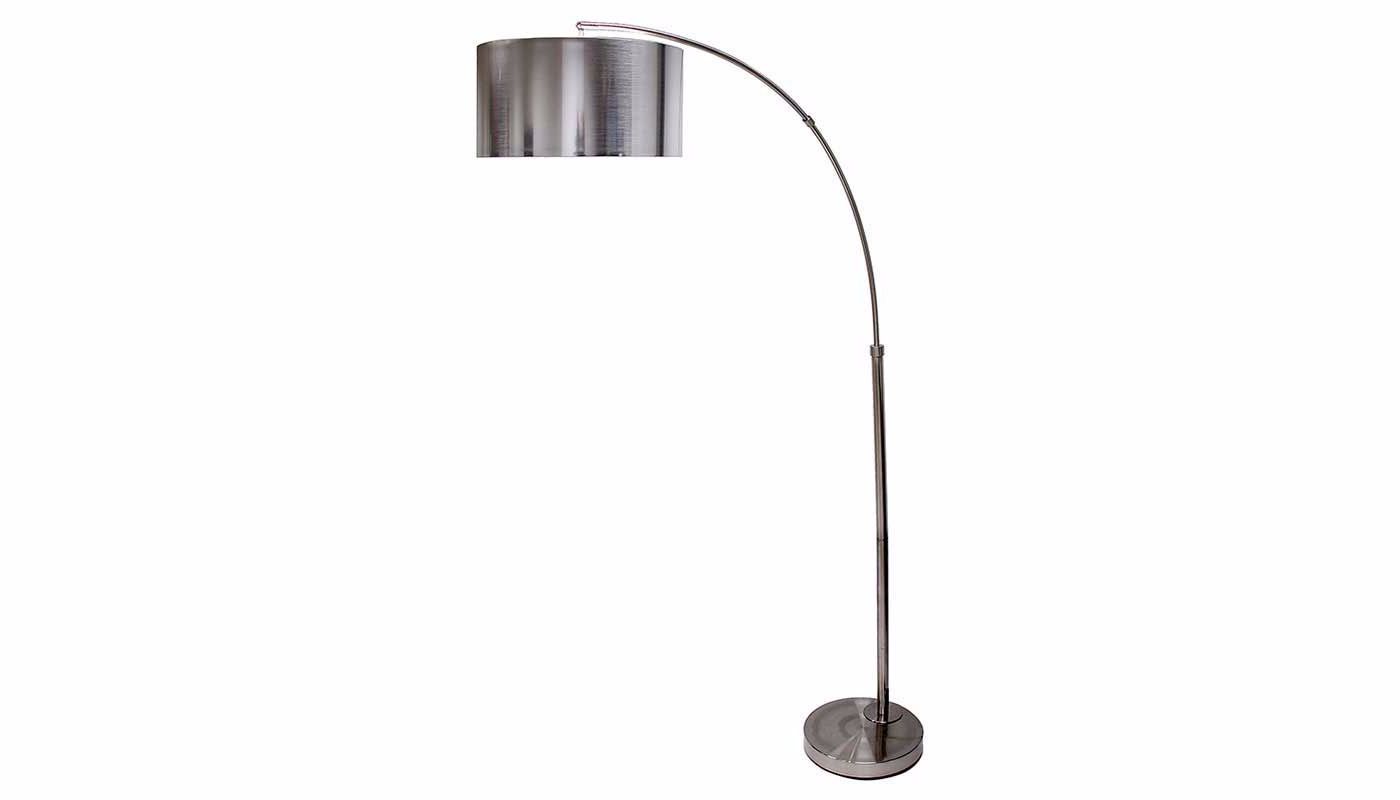 Brushed Steel Arc Floor Lamp – Home Zone Furniture (View 5 of 15)