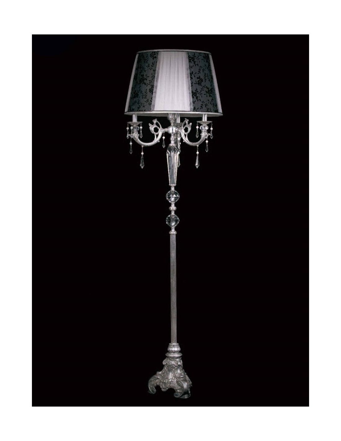 Classic Floor Lamp In Silver Leaf Brass With Lampshade Tp 89 For Fashionable Silver Floor Lamps (View 5 of 15)