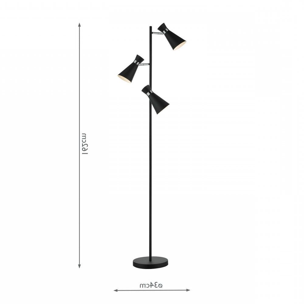 Dar Lighting Ash4922 Ashworth 3 Light Floor Lamp In Black And Polished  Chrome Finish 100110 – Indoor Lighting From Castlegate Lights Uk With Well Known 3 Light Floor Lamps (View 5 of 15)