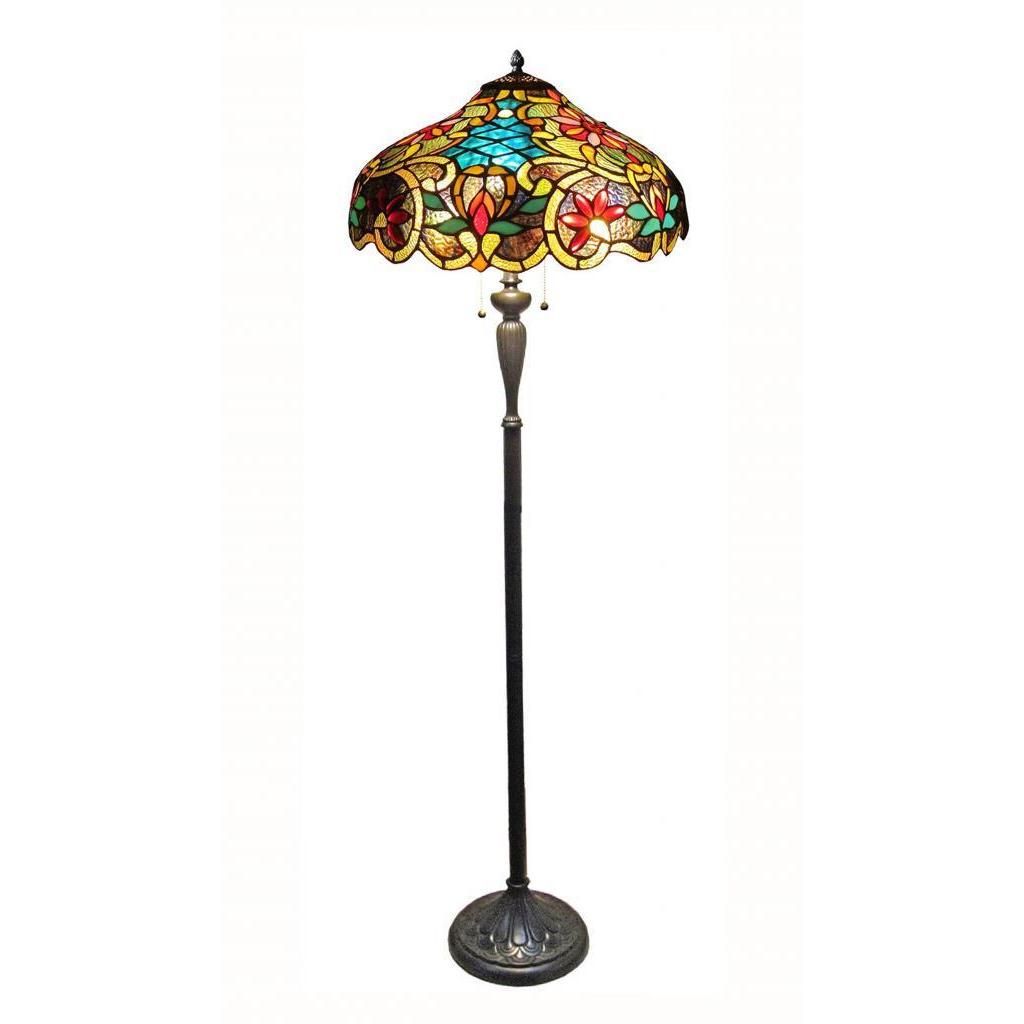 Dark Bronze Floor Lamps Regarding Well Known Tiffany Style Victorian Design 2 Light Dark Antique Bronze Floor Lamp –  Overstock –  (View 12 of 15)